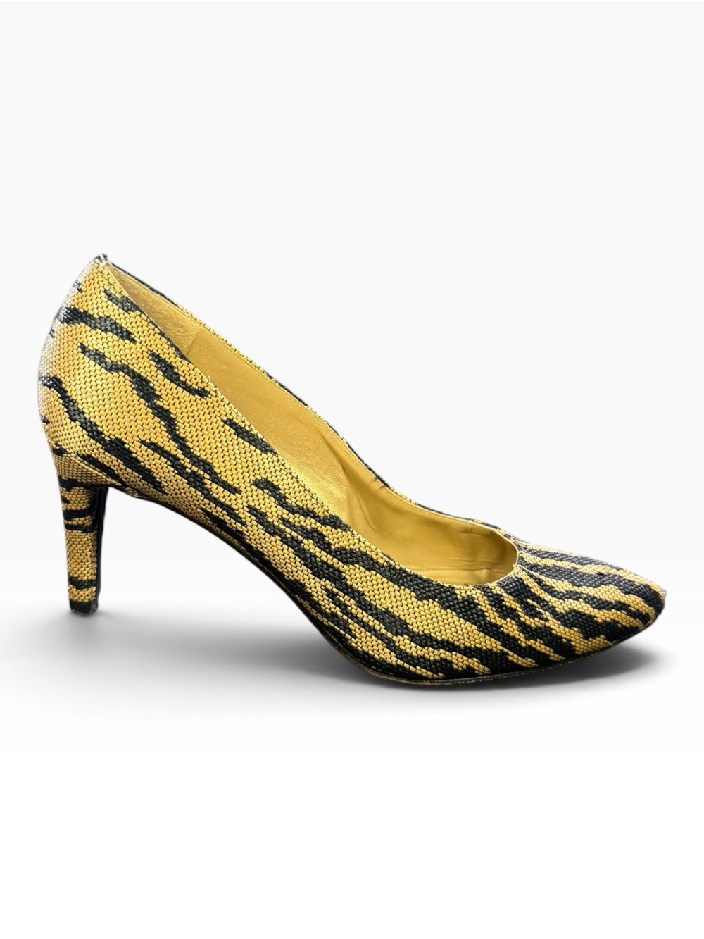 Stuart Weitzman Natural Tan and Black Animal-Print Pump